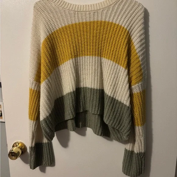 moon & madison Striped Knit Sweater Cozy Core Chunky Knit Teacher Vibes - Picture 1 of 4